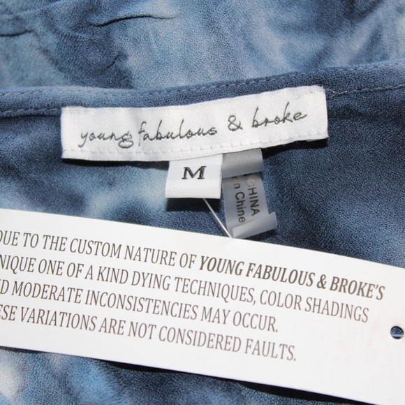 Young Fabulous & Broke Blue Tie Dye Kimono Top Med - Picture 12 of 12